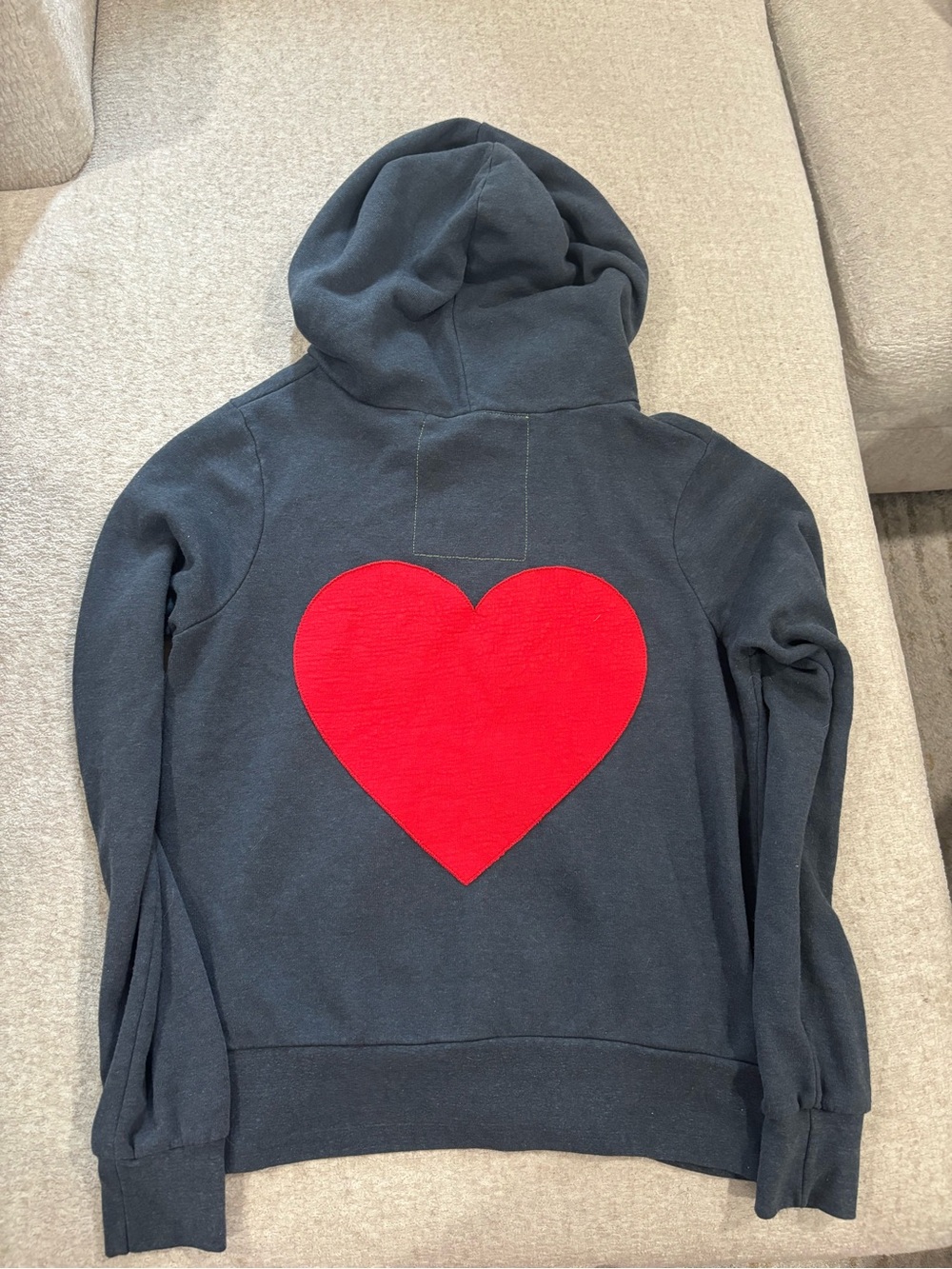 Aviator Nation Dark Gray Hoodie with Red Heart Back Patch
